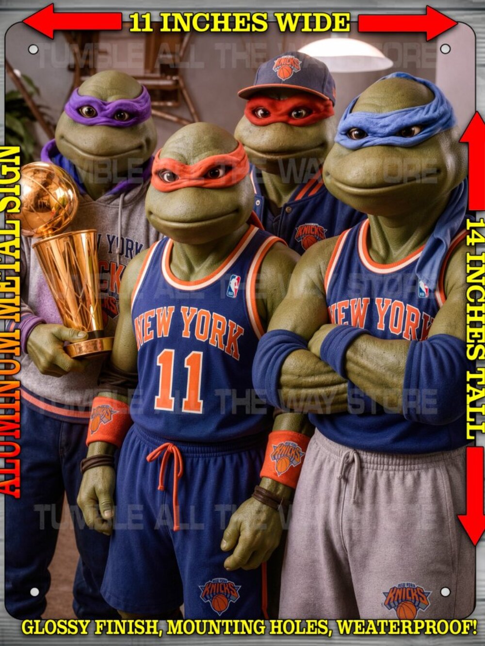 TMNT Ninja Turtles Basketball Champions Metal Sign Wall Art 14" x 11"